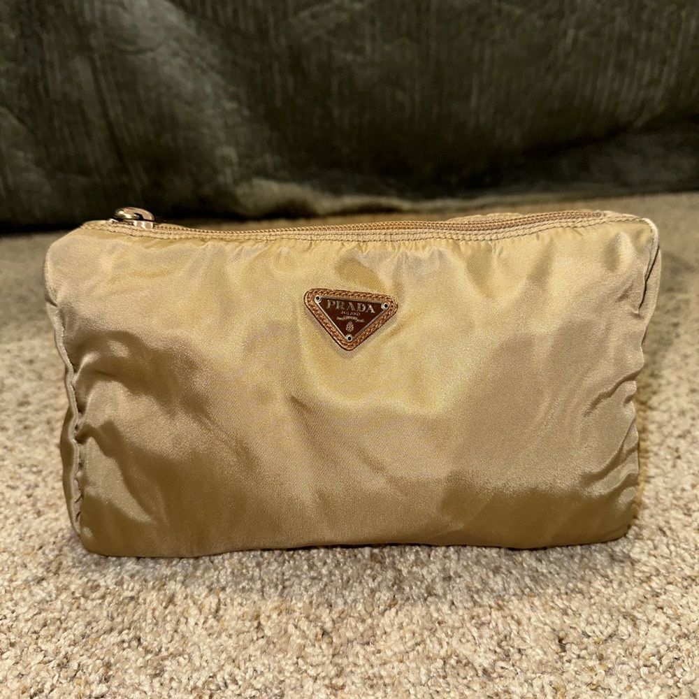 Prada Beige Nylon Cosmetic Pouch